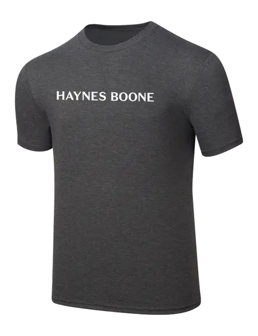 Simply Soft Heathered Charcoal 4.5oz  Poly/Combed Ring Spun Cotton T-Shirt w/Haynes & Boone Logo