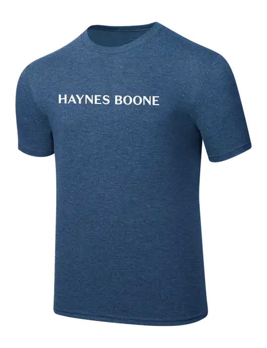 Simply Soft Heathered Navy 4.5oz  Poly/Combed Ring Spun Cotton T-Shirt w/Haynes & Boone Logo