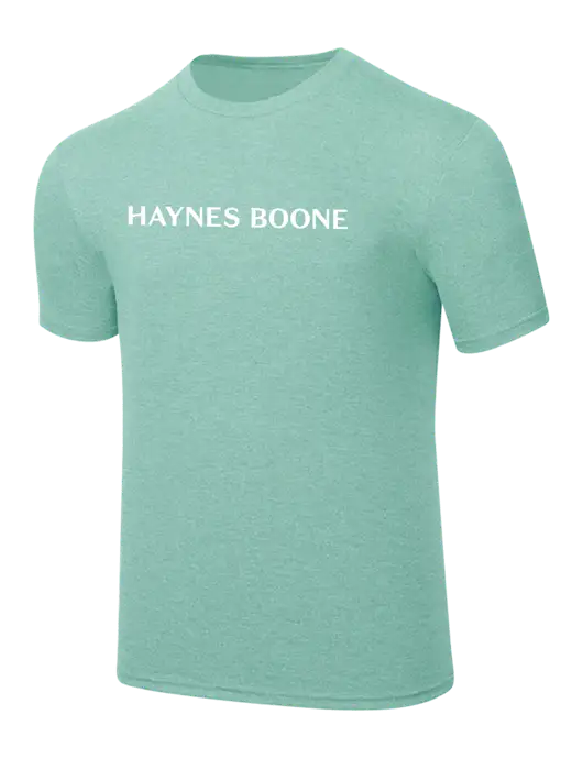 Simply Soft Heathered Sage 4.5oz  Poly/Combed Ring Spun Cotton T-Shirt w/Haynes & Boone Logo