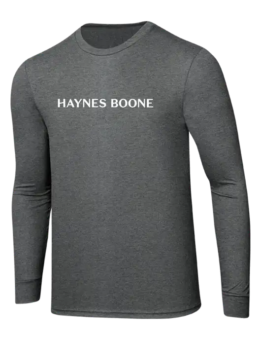 Simply Soft Long Sleeve Medium Grey Frost 4.5 oz, Poly/Combed Ring Spun Cotton T-Shirt w/Haynes & Boone Logo