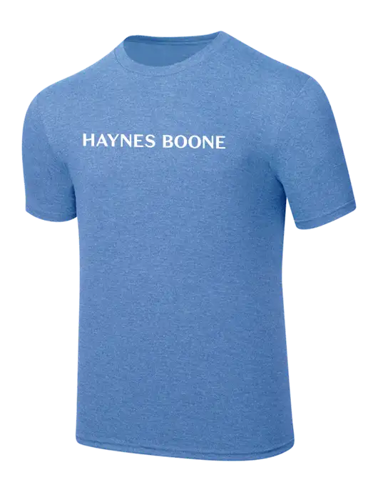 Simply Soft Carolina Blue Frost 4.5oz  Poly/Combed Ring Spun Cotton T-Shirt w/Haynes & Boone Logo