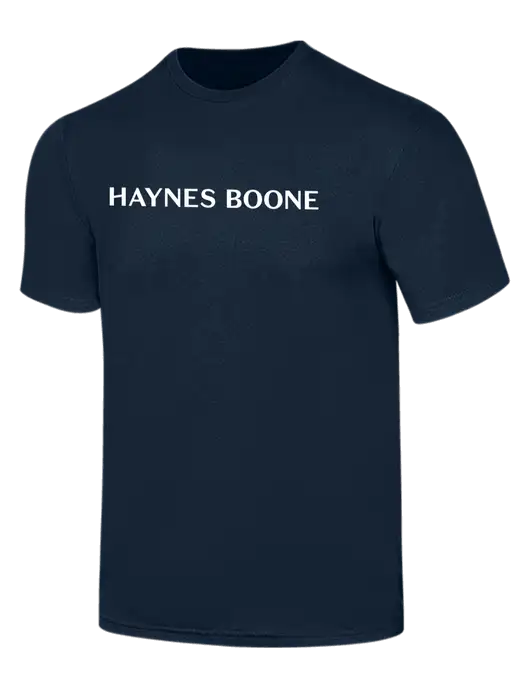 Simply Soft Navy 4.5oz  Poly/Combed Ring Spun Cotton T-Shirt w/Haynes & Boone Logo