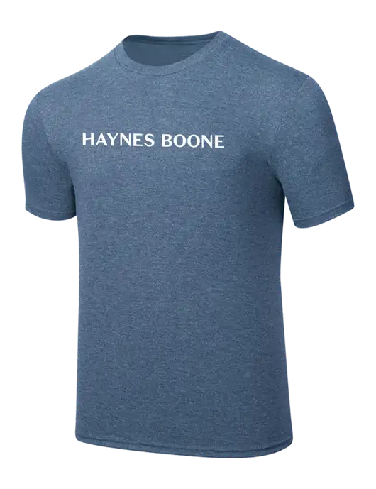 Simply Soft Light Slate Blue Heathered 4.5oz  Poly/Combed Ring Spun Cotton T-Shirt w/Haynes & Boone Logo