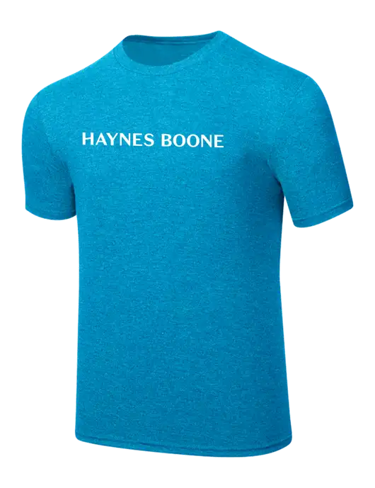 Simply Soft Sapphire Blue Frost 4.5oz  Poly/Combed Ring Spun Cotton T-Shirt w/Haynes & Boone Logo