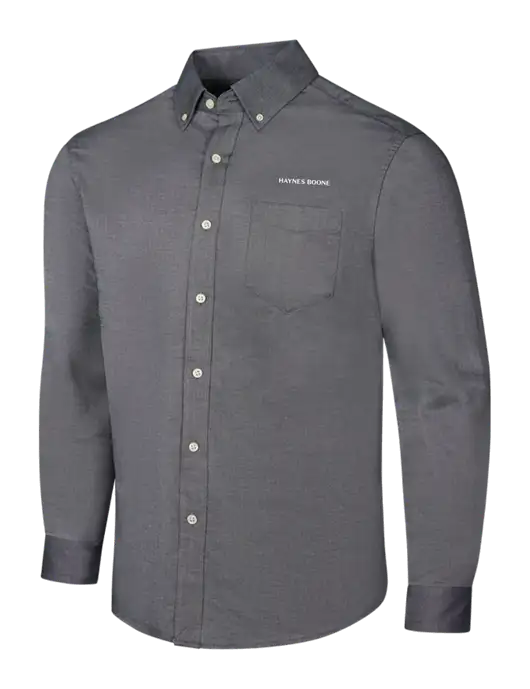 Dark Grey SuperPro Oxford Shirt w/Haynes & Boone Logo