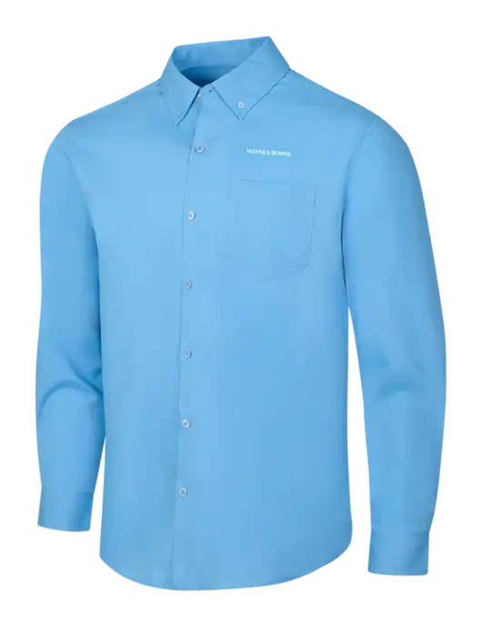 Carolina Blue Long Sleeve Carefree Poplin Shirt w/Haynes & Boone Logo