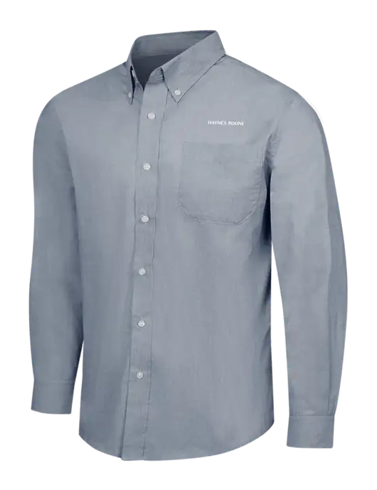 Navy Frost Crosshatch Easy Care Shirt w/Haynes & Boone Logo