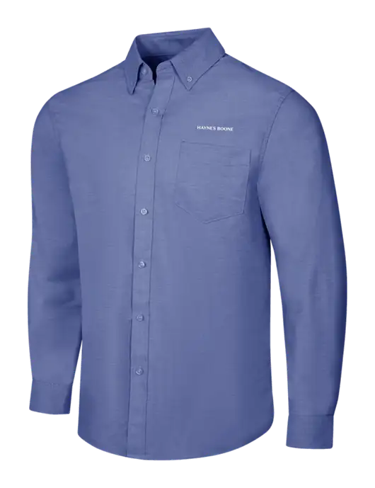Navy SuperPro Oxford Shirt w/Haynes & Boone Logo