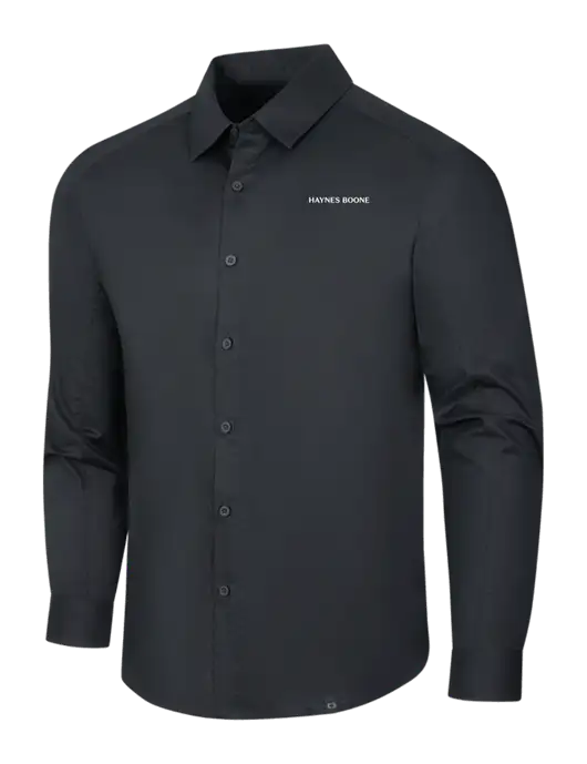 OGIO Black Commuter Woven Shirt w/Haynes & Boone Logo