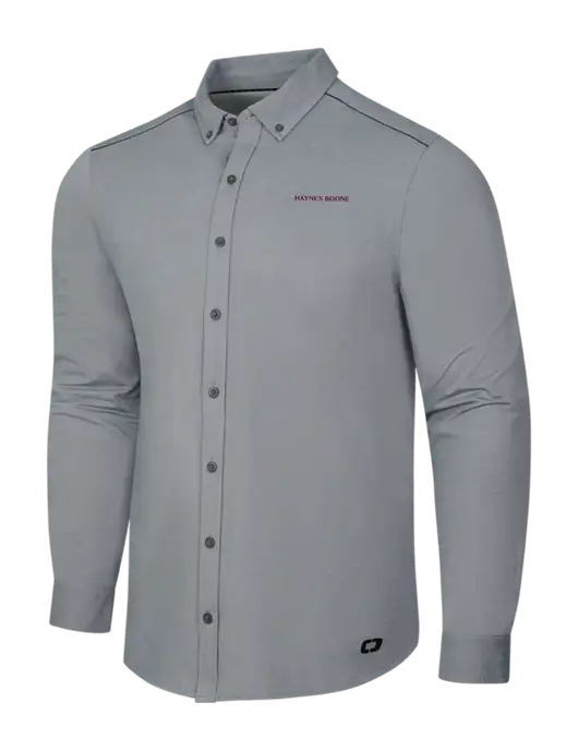 OGIO Medium Grey Heather Modern Code Stretch Button-Up Shirt w/Haynes & Boone Logo