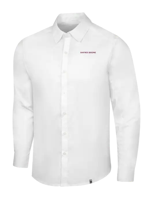 OGIO White Commuter Woven Shirt w/Haynes & Boone Logo