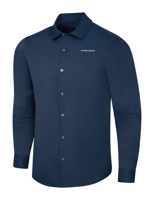 Navy City Stretch Shirt w/Haynes & Boone Logo