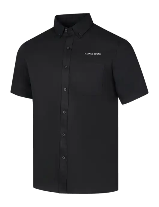 Short Sleeve Deep Black Superpro React Twill Shirt w/Haynes & Boone Logo