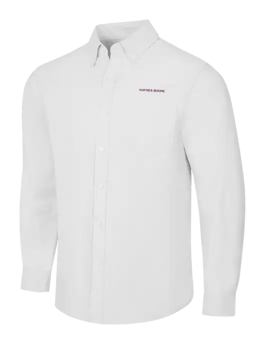 White SuperPro Oxford Shirt w/Haynes & Boone Logo