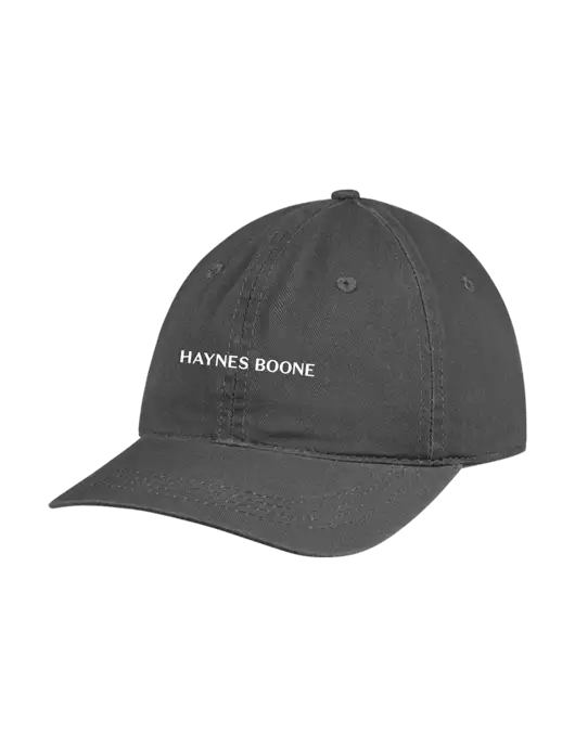 Garment Washed Unstructured Twill Charcoal Cap w/Haynes & Boone Logo