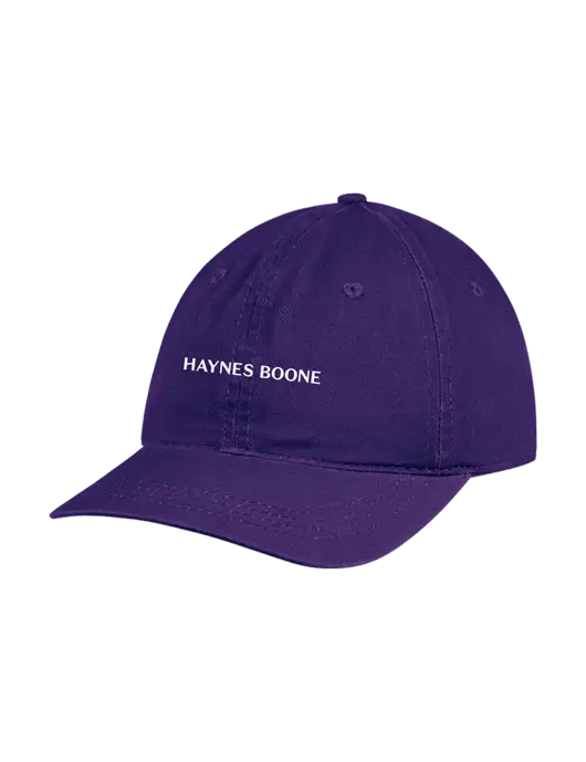 Garment Washed Unstructured Twill Purple Cap w/Haynes & Boone Logo