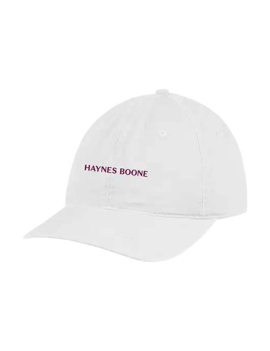 Garment Washed Unstructured Twill White Cap w/Haynes & Boone Logo