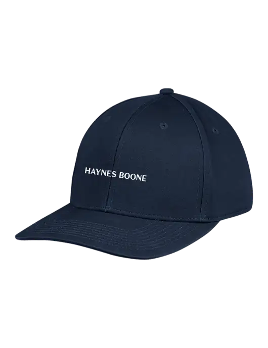 Premium Modern Structured Twill Navy Snapback Cap w/Haynes & Boone Logo