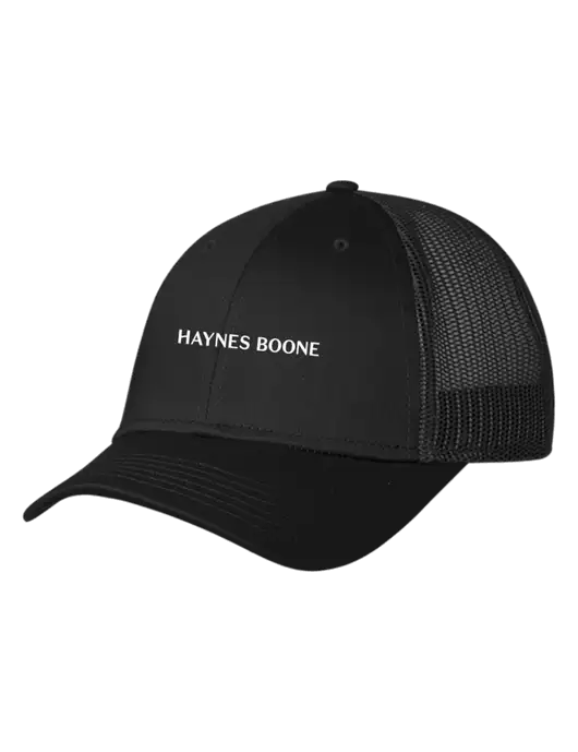 Black Mesh Trucker Cap Snap Back w/Haynes & Boone Logo