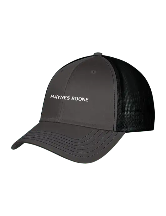 Charcoal & Black Mesh Trucker Cap Snap Back w/Haynes & Boone Logo