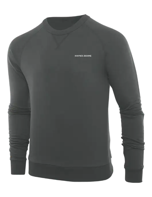 Allmade Charcoal Grey Organic French Terry Crewneck Sweatshirt w/Haynes & Boone Logo