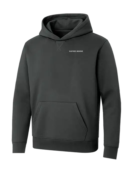 Allmade Charcoal Grey Organic French Terry Pullover Hoodie w/Haynes & Boone Logo