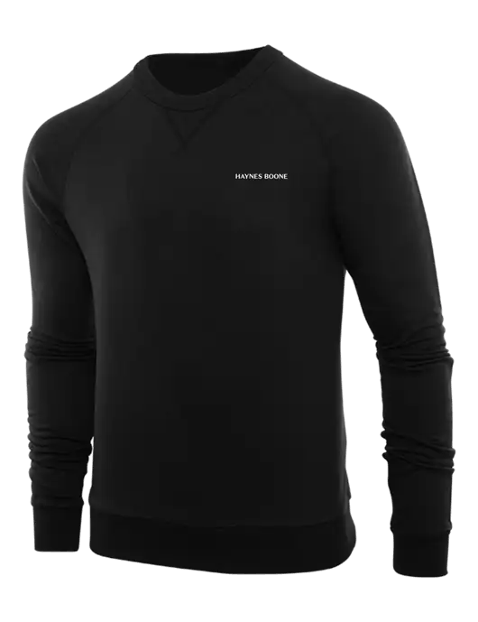 Allmade Deep Black Organic French Terry Crewneck Sweatshirt w/Haynes & Boone Logo