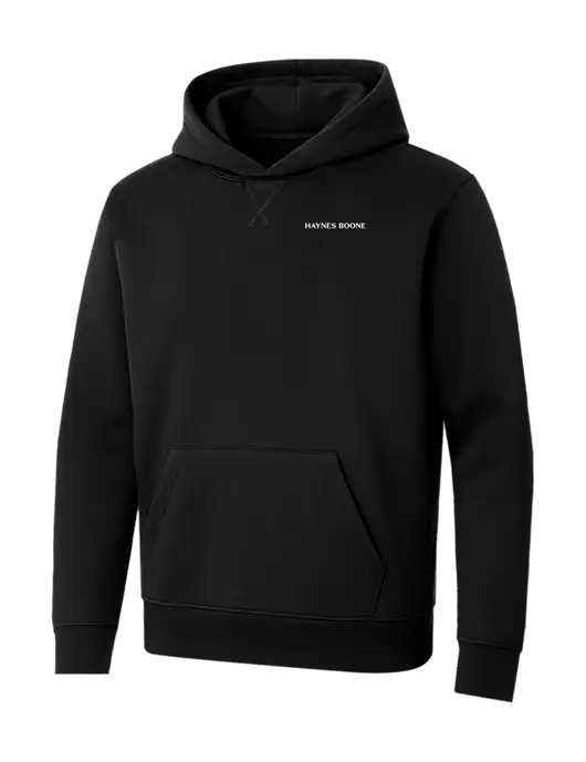 Allmade Deep Black Organic French Terry Pullover Hoodie w/Haynes & Boone Logo