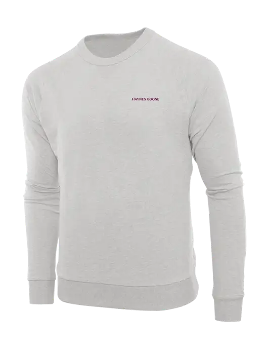 Allmade Granite Grey Heather Organic French Terry Crewneck Sweatshirt w/Haynes & Boone Logo