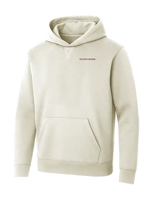 Allmade White Sand Organic French Terry Pullover Hoodie w/Haynes & Boone Logo
