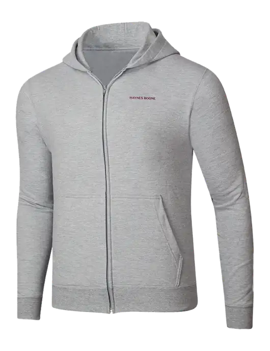 Light Grey Heather 8.5 oz Ring Spun Zip Hooded Sweatshirt w/Haynes & Boone Logo