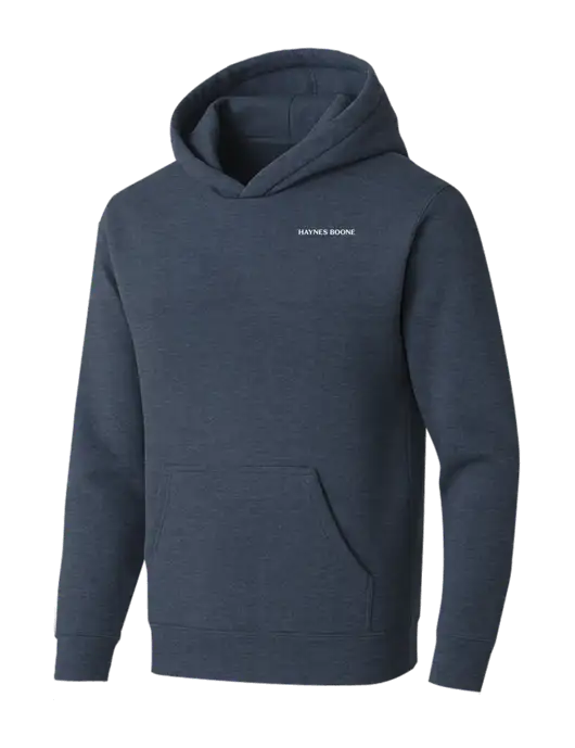 BELLA+CANVAS Heather Navy Sponge Fleece Pullover Hoodie w/Haynes & Boone Logo