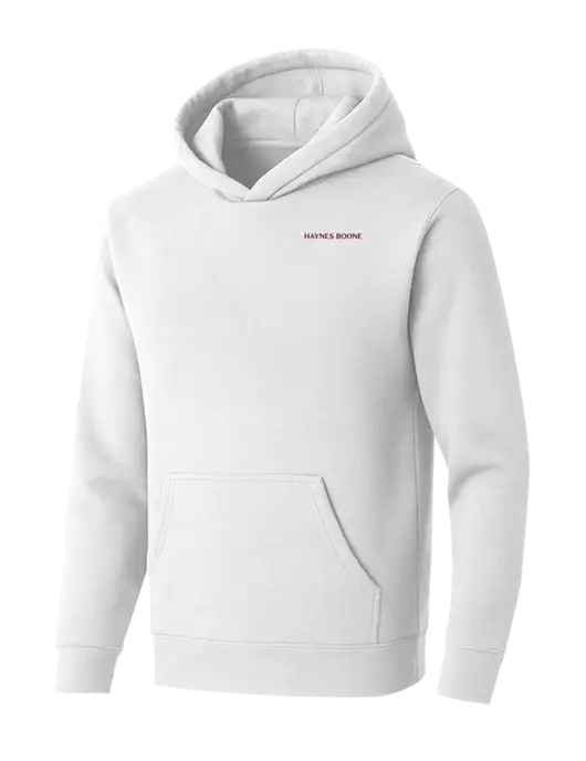 BELLA+CANVAS Heathered White Sponge Fleece Pullover Hoodie w/Haynes & Boone Logo