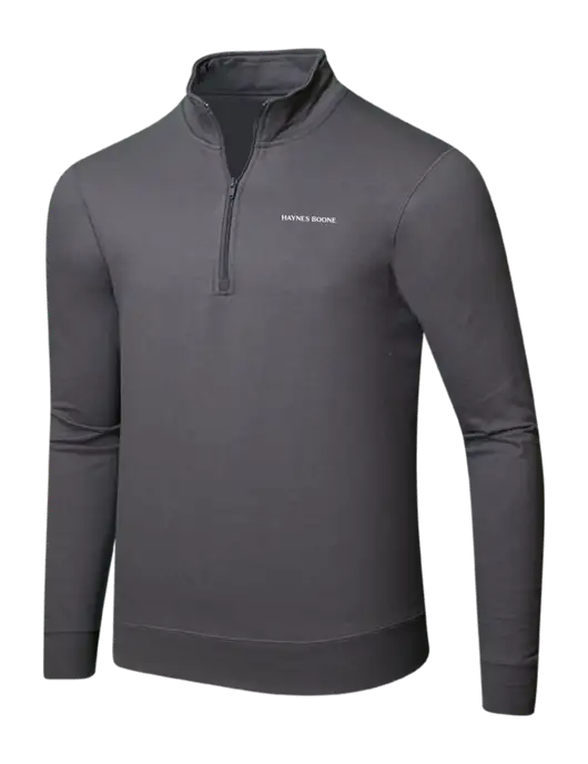Charcoal 8.5 oz Ring Spun 1/4 Zip Pullover Sweatshirt w/Haynes & Boone Logo