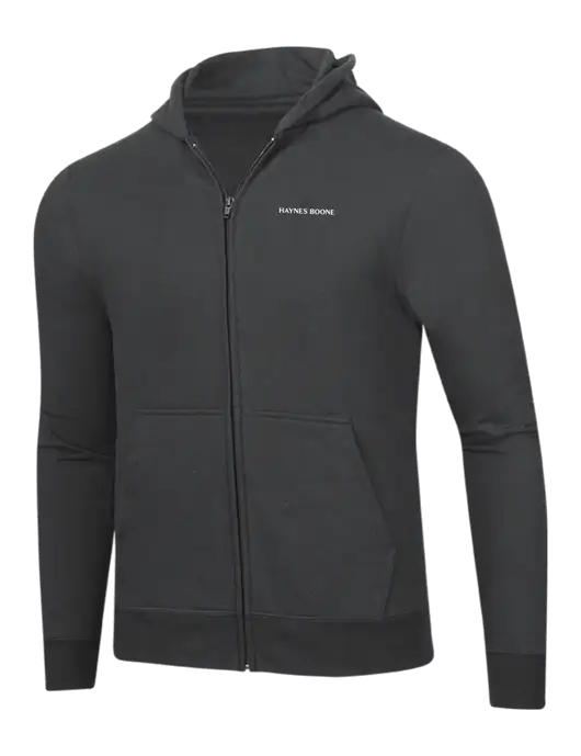 Charcoal 8.5 oz Ring Spun Zip Hooded Sweatshirt w/Haynes & Boone Logo