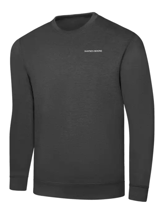 Dark Heather Grey 7.8 oz Ring Spun Crew Sweatshirt w/Haynes & Boone Logo