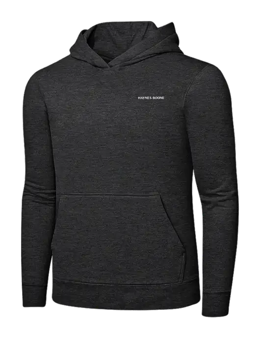 Dark Heather Grey 7.8 oz Ring Spun Hooded Sweatshirt w/Haynes & Boone Logo