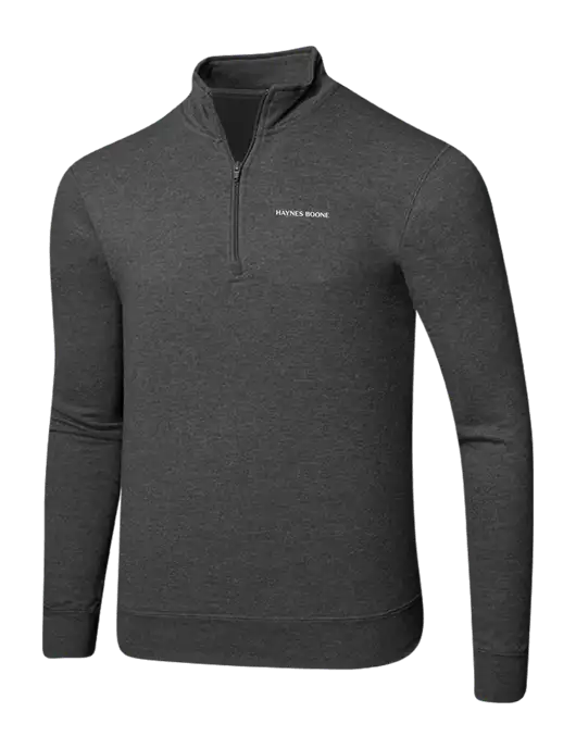 Dark Heather Grey 8.5 oz Ring Spun 1/4 Zip Pullover Sweatshirt w/Haynes & Boone Logo