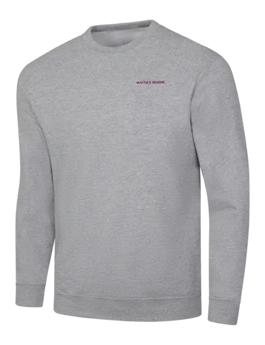 Light Grey Heather 7.8 oz Ring Spun Crew Sweatshirt w/Haynes & Boone Logo