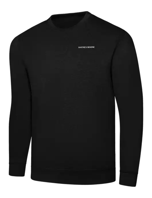 Black 7.8 oz Ring Spun Crew Sweatshirt w/Haynes & Boone Logo