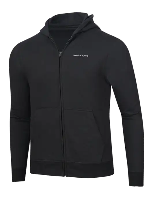 Jet Black 8.5 oz Ring Spun Zip Hooded Sweatshirt w/Haynes & Boone Logo