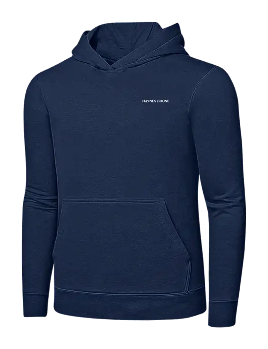 Navy 7.8 oz Ring Spun Hooded Sweatshirt w/Haynes & Boone Logo