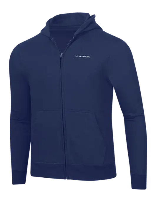 Navy 8.5 oz Ring Spun Zip Hooded Sweatshirt w/Haynes & Boone Logo