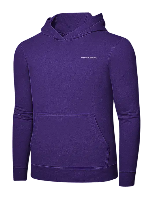 Purple 7.8 oz Ring Spun Hooded Sweatshirt w/Haynes & Boone Logo