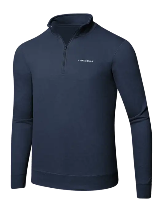 Team Navy 8.5 oz Ring Spun 1/4 Zip Pullover Sweatshirt w/Haynes & Boone Logo