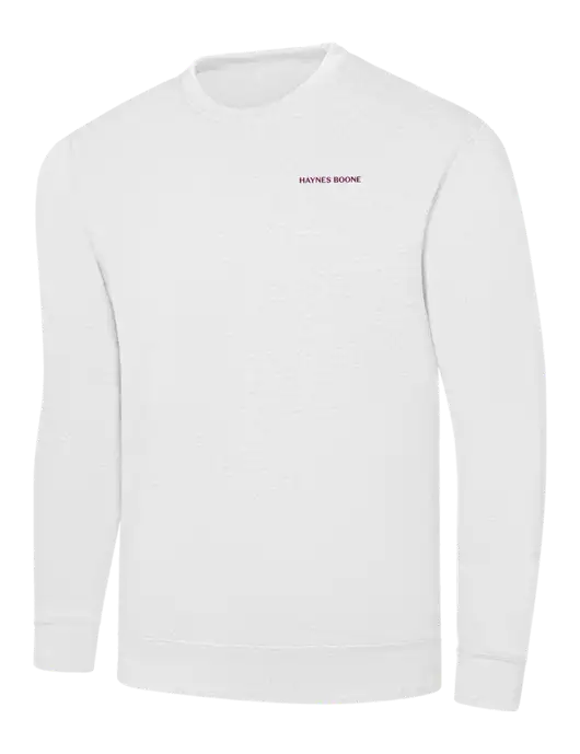 White 7.8 oz Ring Spun Crew Sweatshirt w/Haynes & Boone Logo