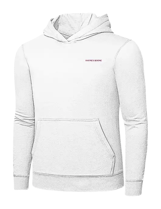 White 7.8 oz Ring Spun Hooded Sweatshirt w/Haynes & Boone Logo