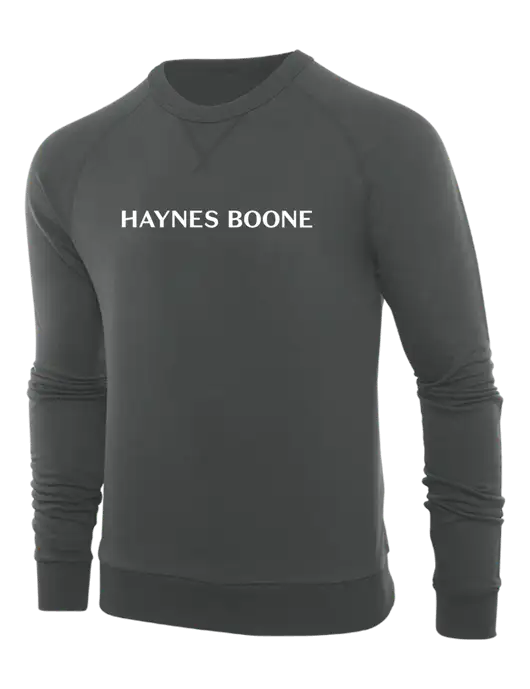 Allmade Charcoal Grey Organic French Terry Crewneck Sweatshirt w/Haynes & Boone Logo