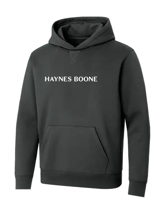 Allmade Charcoal Grey Organic French Terry Pullover Hoodie w/Haynes & Boone Logo