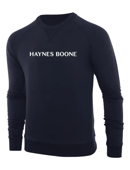 Allmade Dark Navy Organic French Terry Crewneck Sweatshirt w/Haynes & Boone Logo